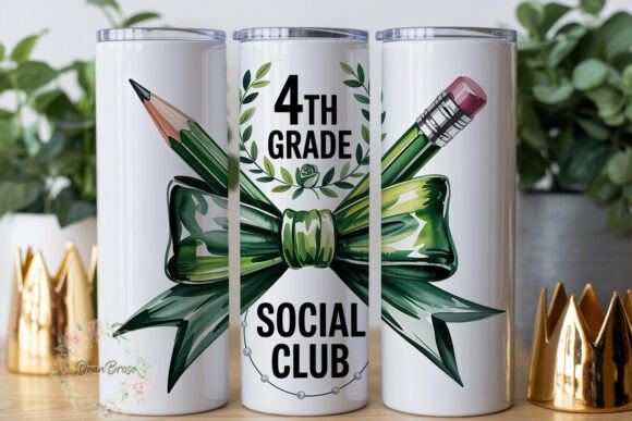 4th Grade Teacher Bow Pencil Tumbler Graphics & Wraps