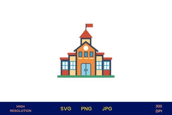 Bright School House Icon: Graphics & Illustrations