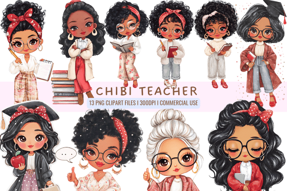 Chibi Teacher CliparT: Graphics & Illustrations