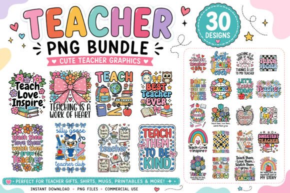 Cute Teacher Appreciation Bundle: Graphics & Illustrations