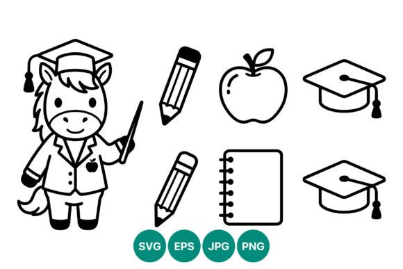Horse Teacher Vector: School Graphics & Illustrations
