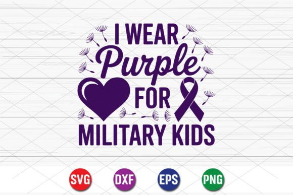 I Wear Purple for Military Kids SVG: Graphics & T-Shirt Designs