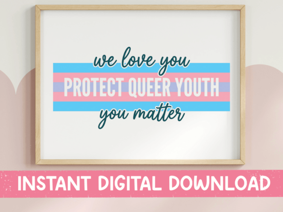 Protect Queer Youth Trans Flag Graphics for T-Shirt Designs