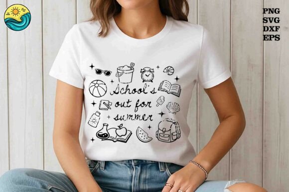 School s out for Summer Doodles Fine Svg Graphics & T-Shirt Designs