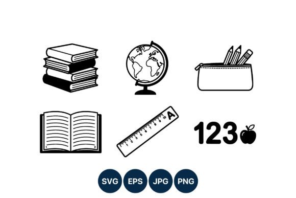 Stack of Books Globe Graphics & Illustrations