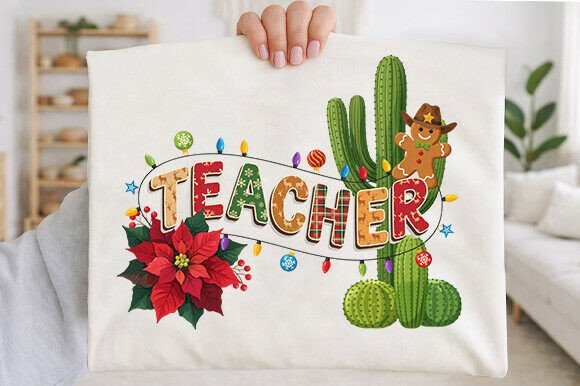 Teacher Christmas PNG for T-Shirt Designs & Graphics